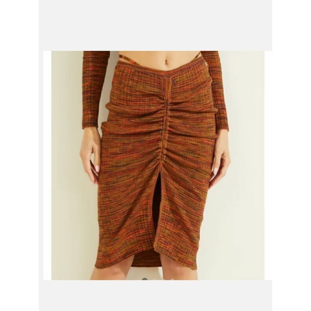 GUESS Cinched Front Anika Ribbed Bodycon Skirt Small